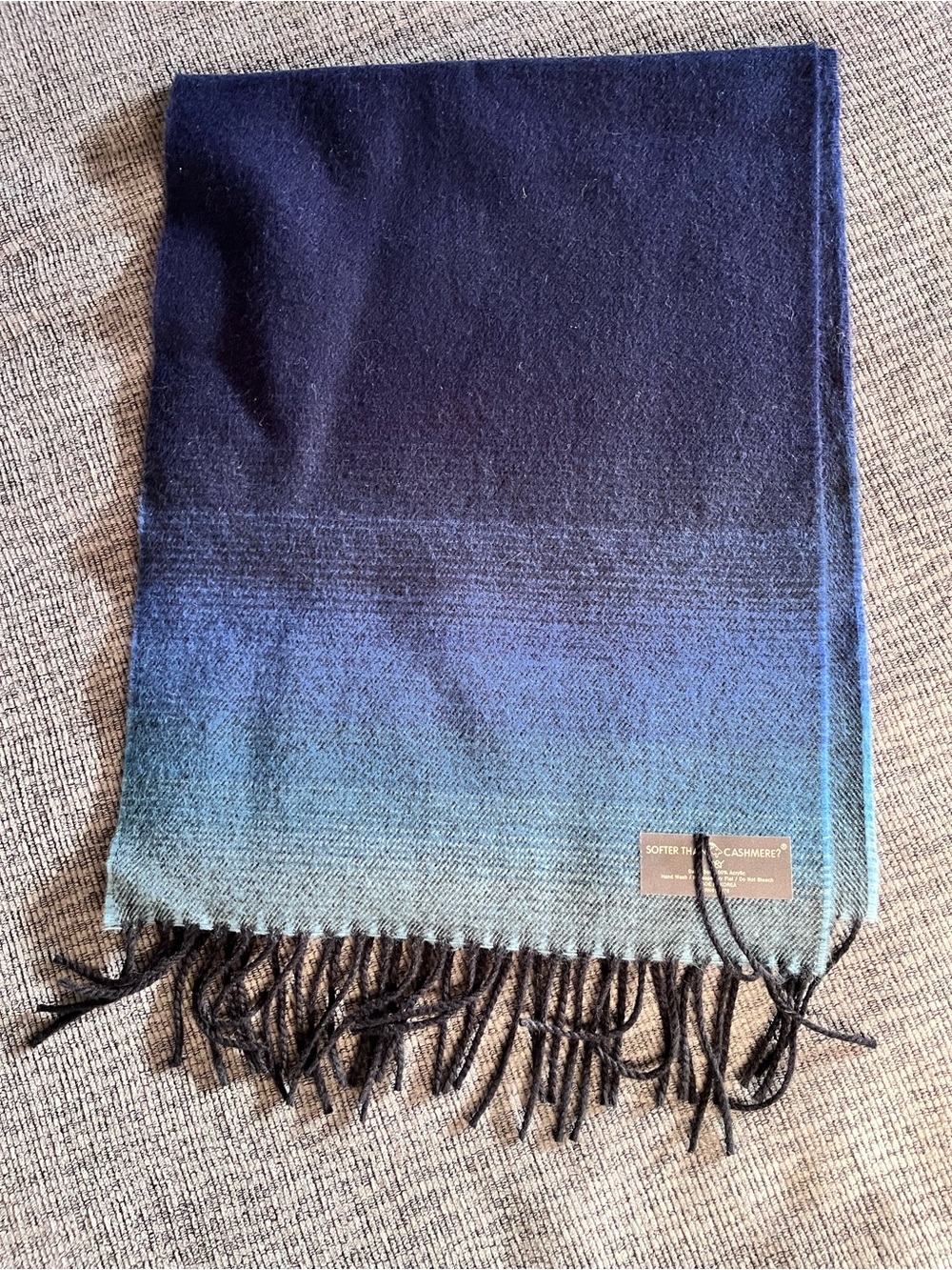D&Y Ombre Wool Scarf in Navy and Teal
